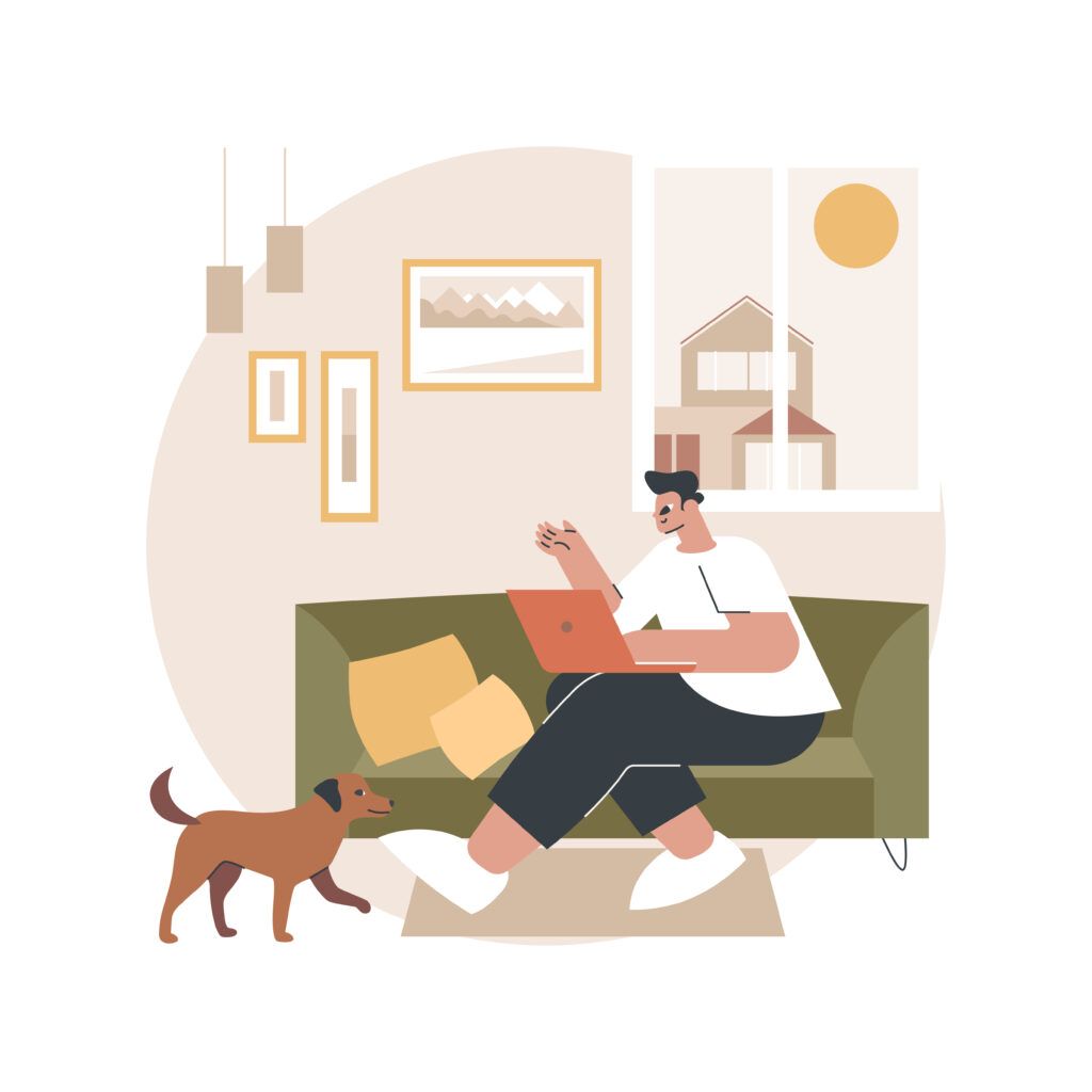 Work home office abstract concept vector illustration.